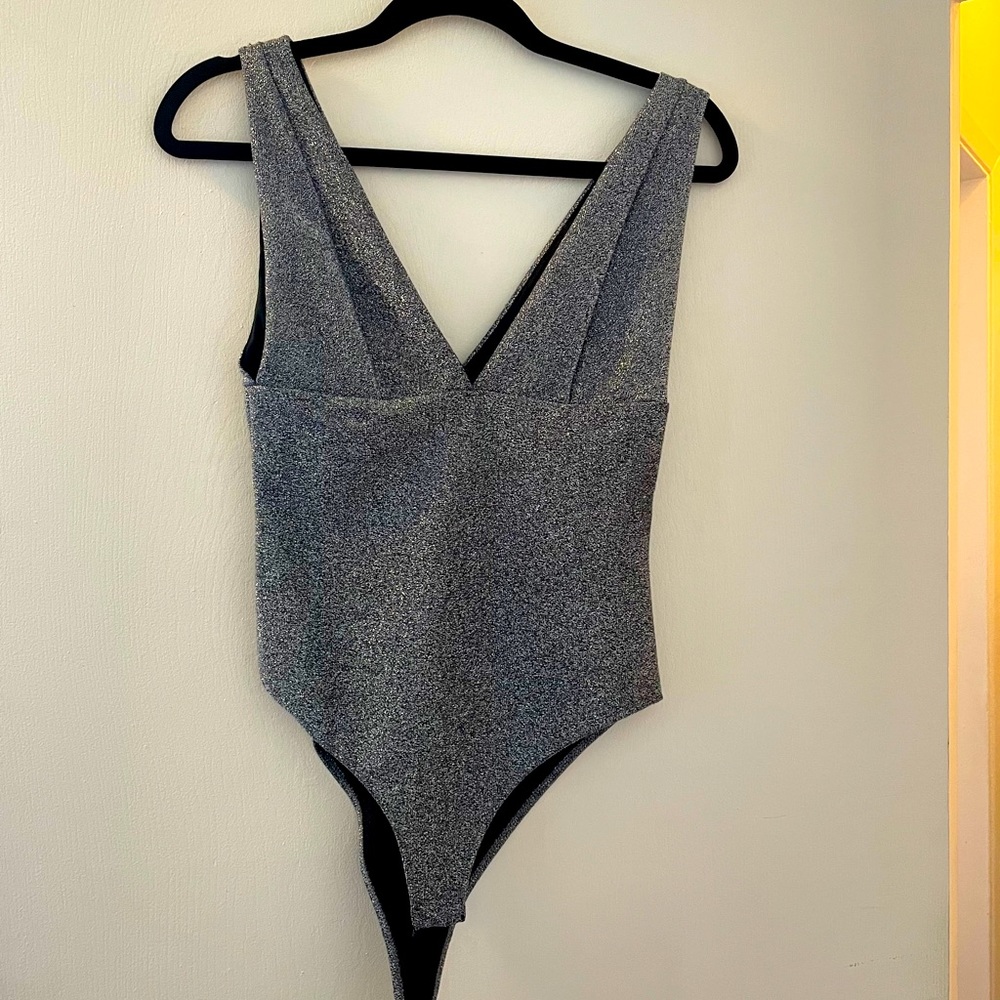 Zara Silver sparkle bodysuit
